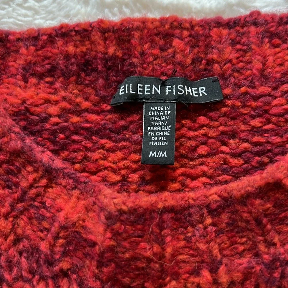 Eileen Fisher Red Wool Silk Sweater Medium - Picture 4 of 6